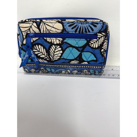 Vera Bradley Blue Bayou Turn Lock Wallet Organizer Zip Compartments - Picture 6 of 7